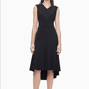 Calvin Klein Black V-Neck Flutter Hem Dress